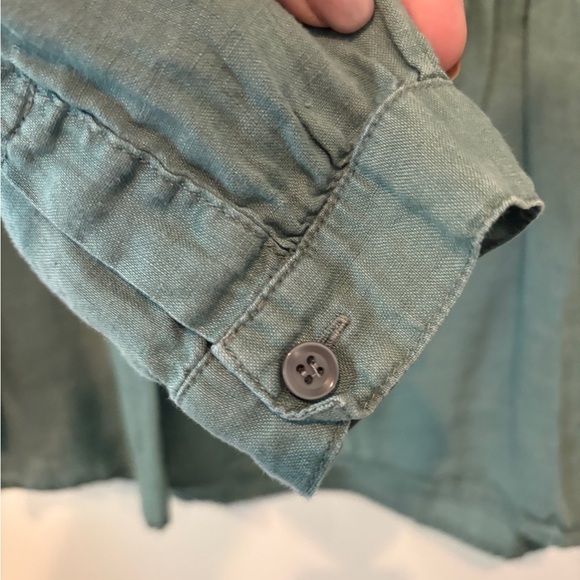 Coldwater Creek Green  Linen Pintuck Cottagecore Long-Sleeve Tunic 1X - Picture 6 of 11